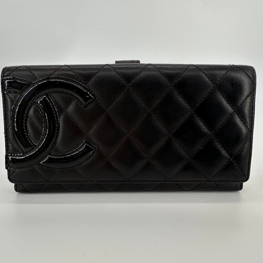 Chanel Calfskin Quilted Cambon Long Double Wallet Black